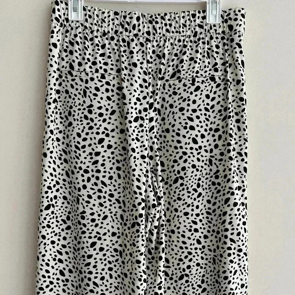 Zara Dalmatian Print Pleated Wide Leg Cropped Trouser Culottes in White, Med - Picture 10 of 16